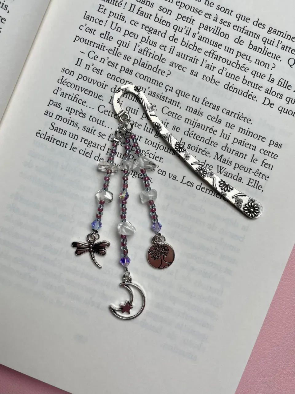 Pages en perles Lune Fée marque-page perles violet