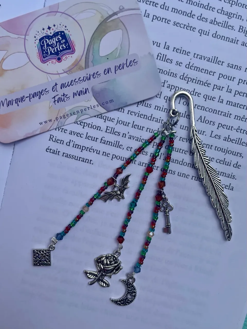 Pages en perles Inspiration Twilight marque-page fait main