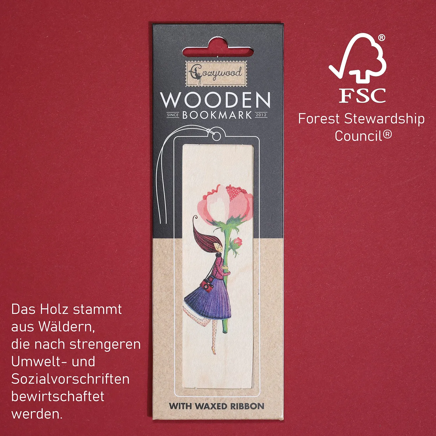 Cozywood Anniversaire marque-page bois 45 x 145 mm