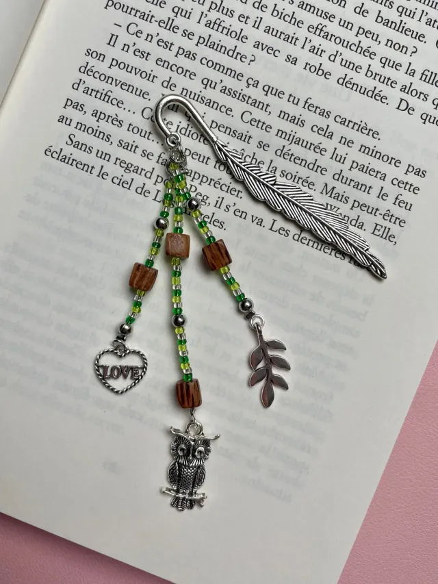 Pages en perles marque-page perles hibou fait main