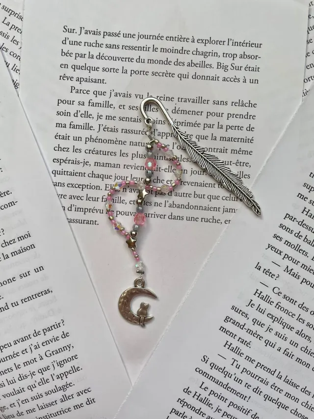 Pages en perles Chat lune marque-page perles fait main