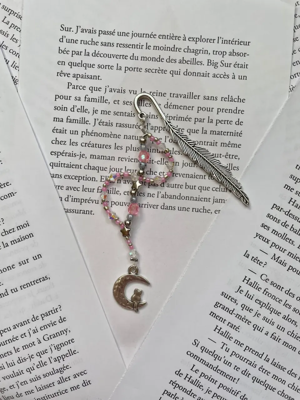 Pages en perles Chat lune marque-page perles fait main