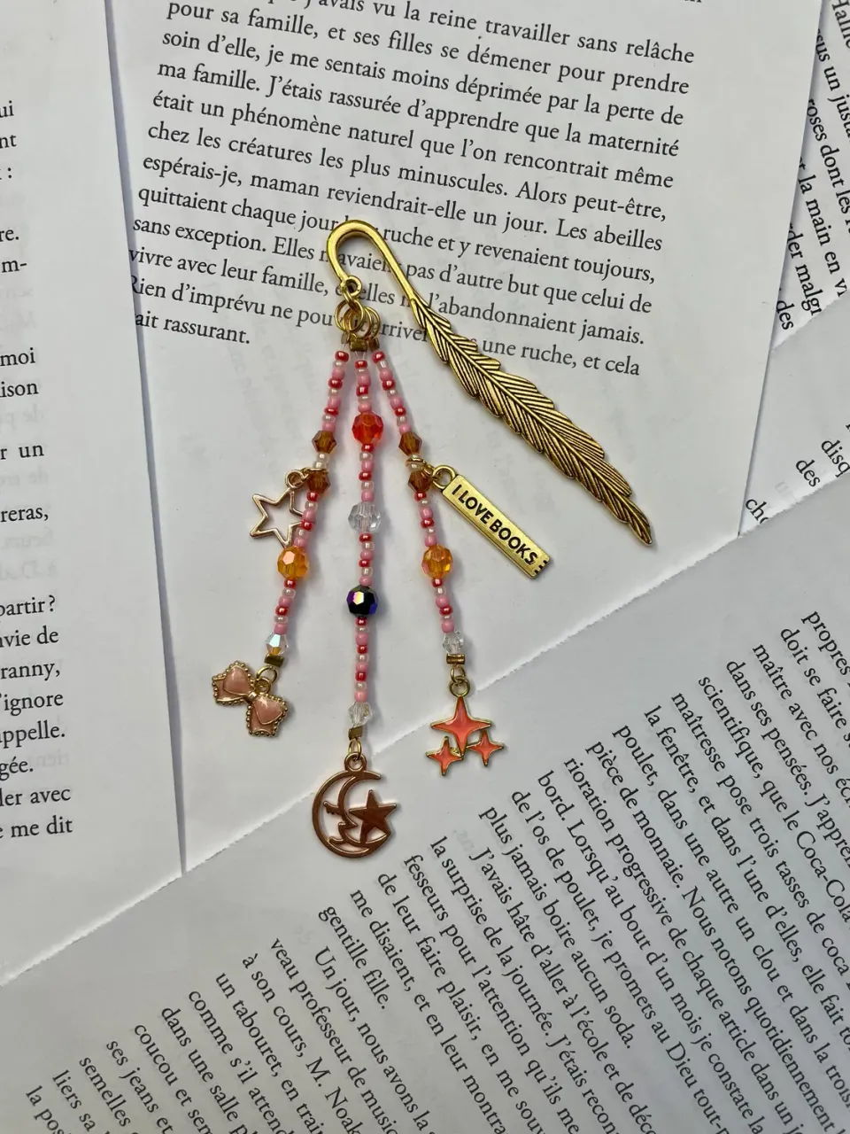 Pages en perles marque-page perles lune nœud