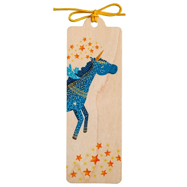 Cozywood Licorne marque-page en bois enfant avec ruban