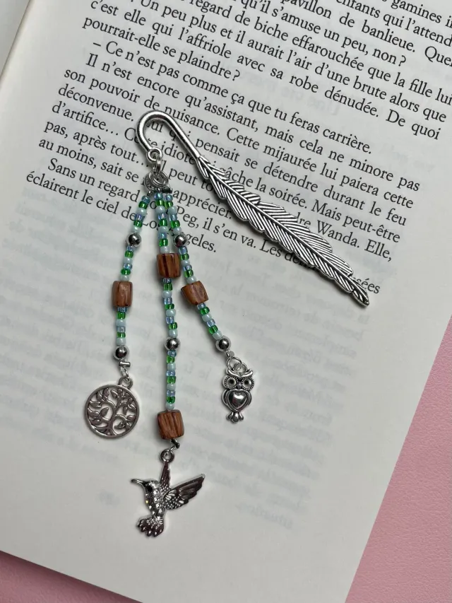 Pages en perles marque-page perles colombe fait main