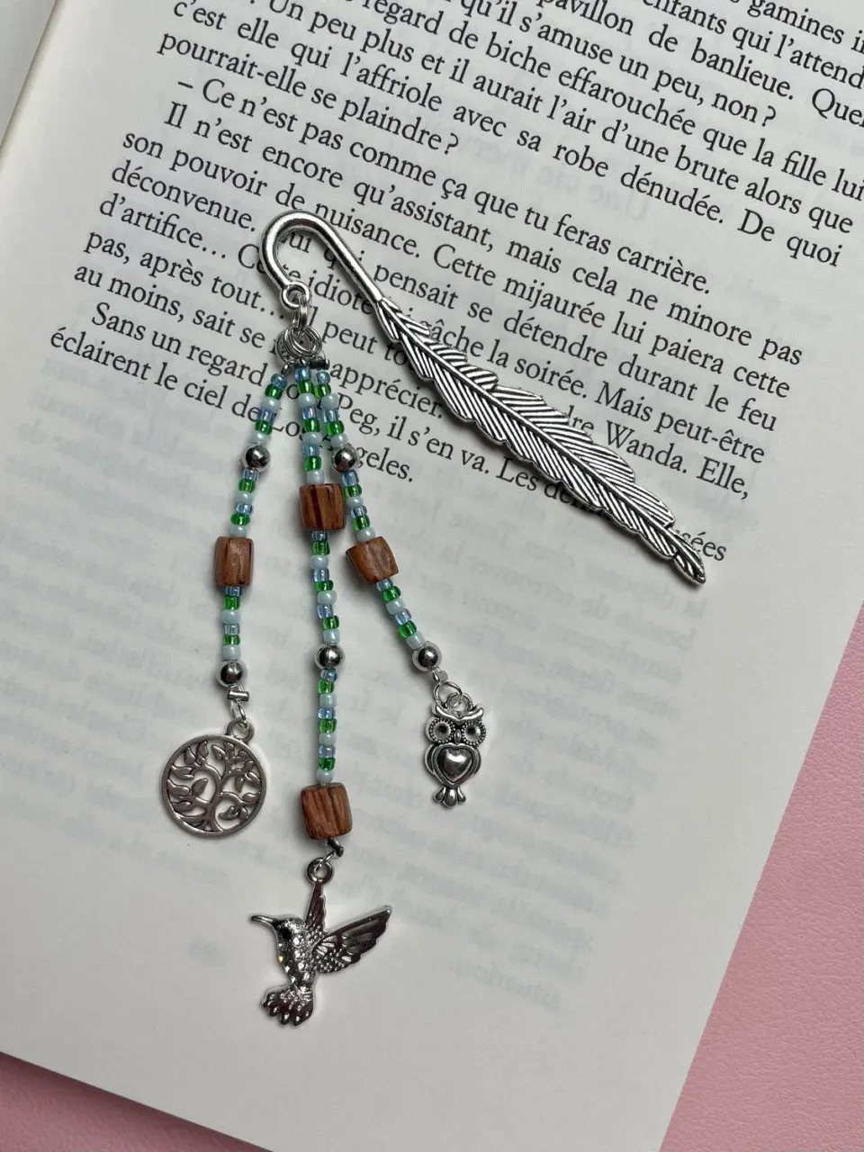 Pages en perles marque-page perles colombe fait main