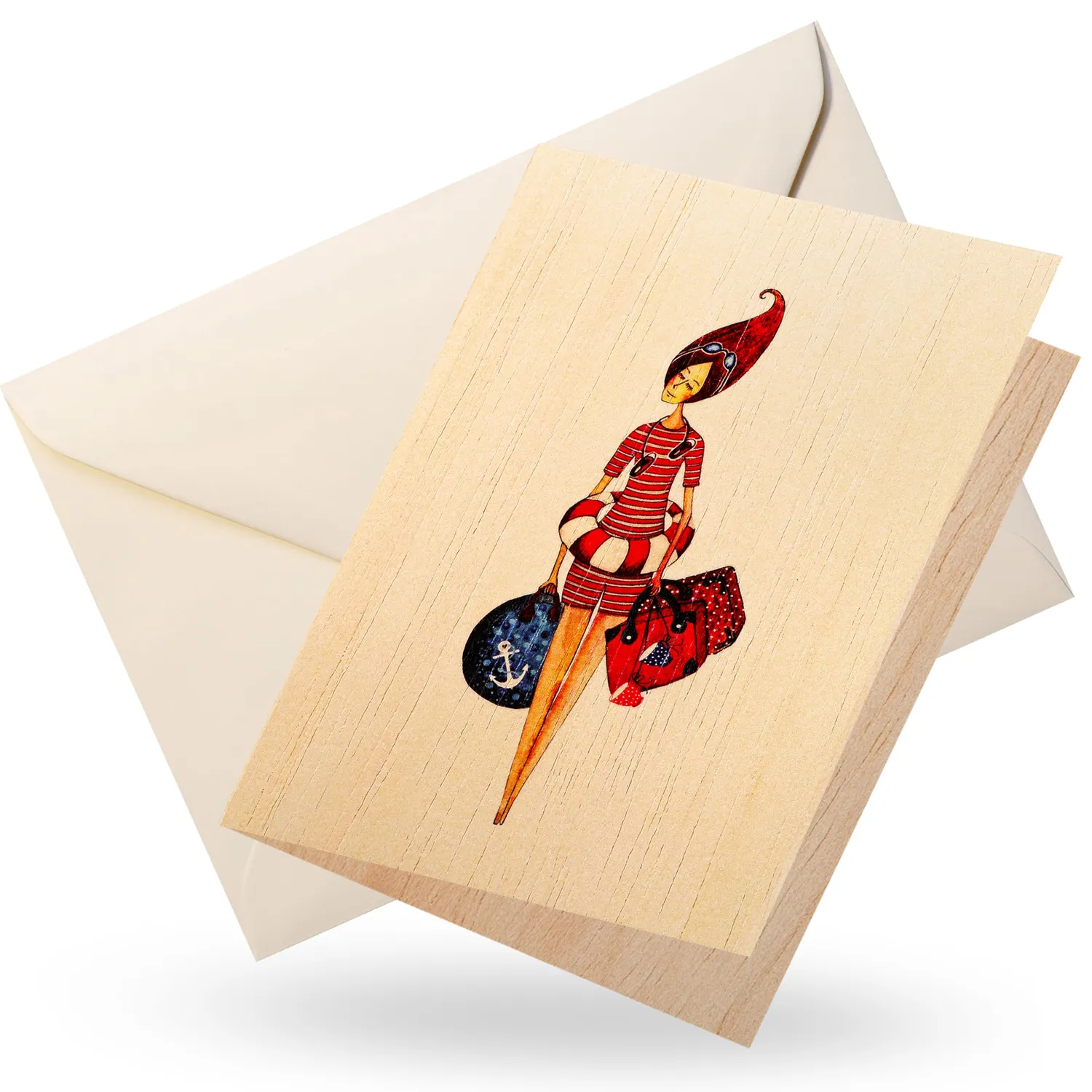 Cozywood carte en bois avec enveloppe