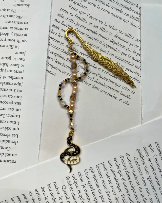 Pages en perles marque-page en perles noir fait main