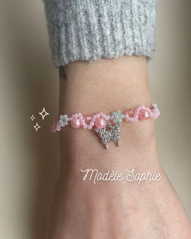 Pages en perles bracelet Sophie papillon perles