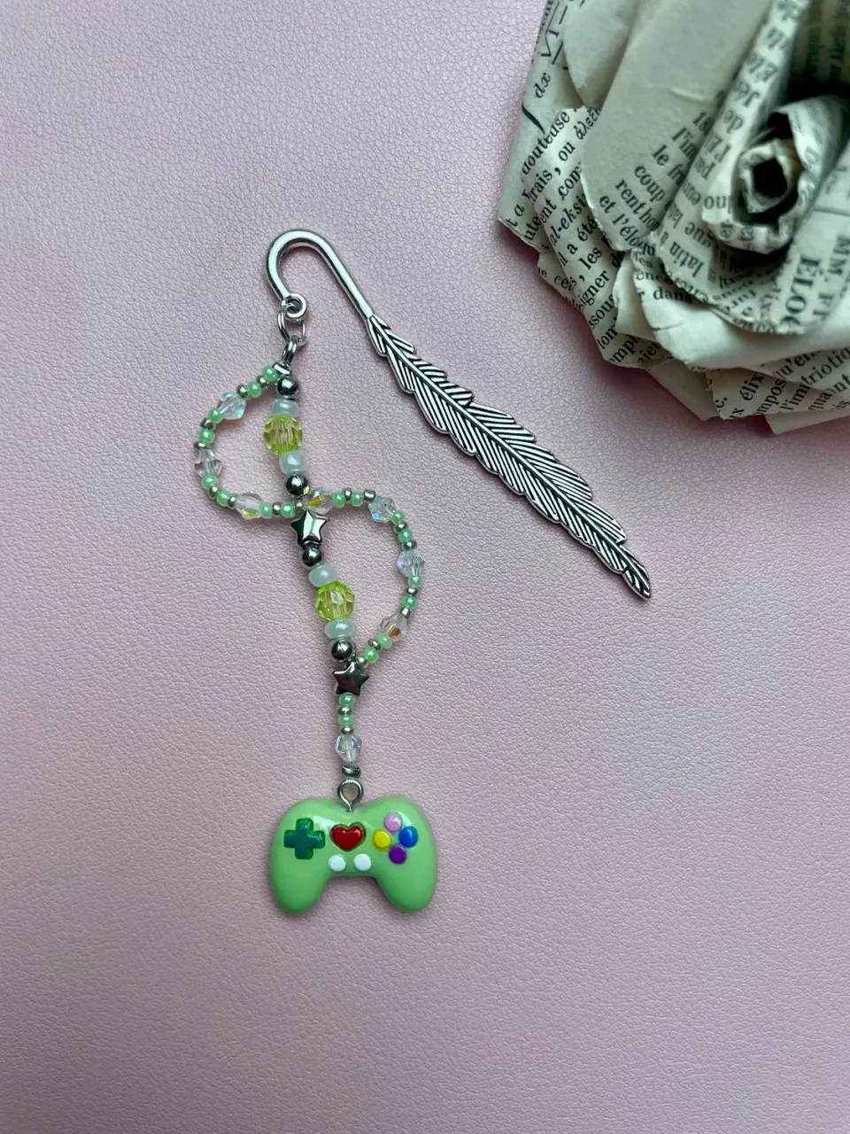 Pages en perles Gaming marque-page perles vert fait main