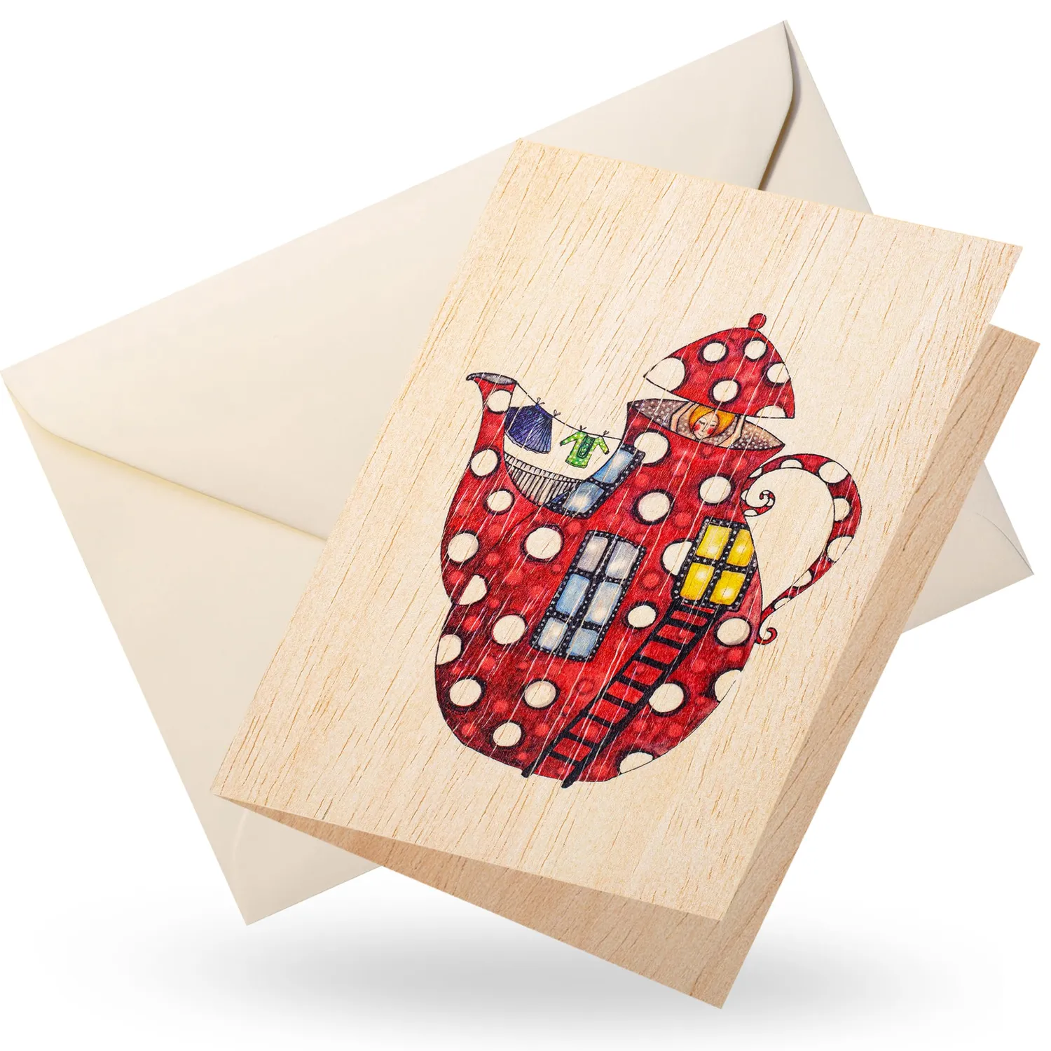 Cozywood carte en bois avec enveloppe