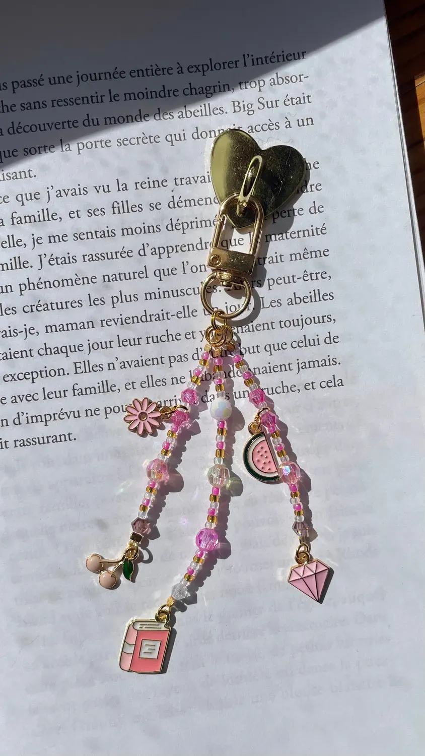 Pages en perles accessoire liseuse perles roses fait main