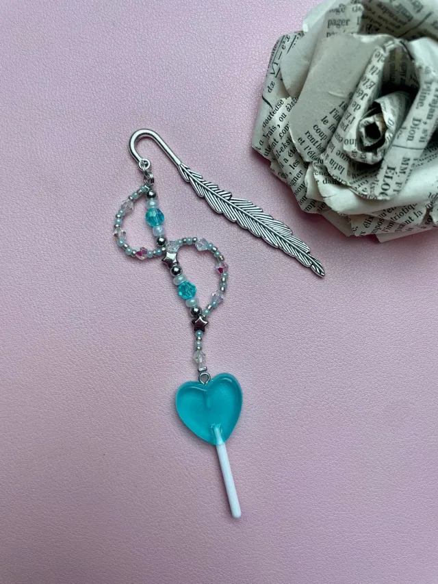 Pages en perles marque-page perles bonbon bleu fait main