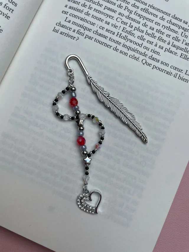 Pages en perles marque-page perles rouge noir fait main