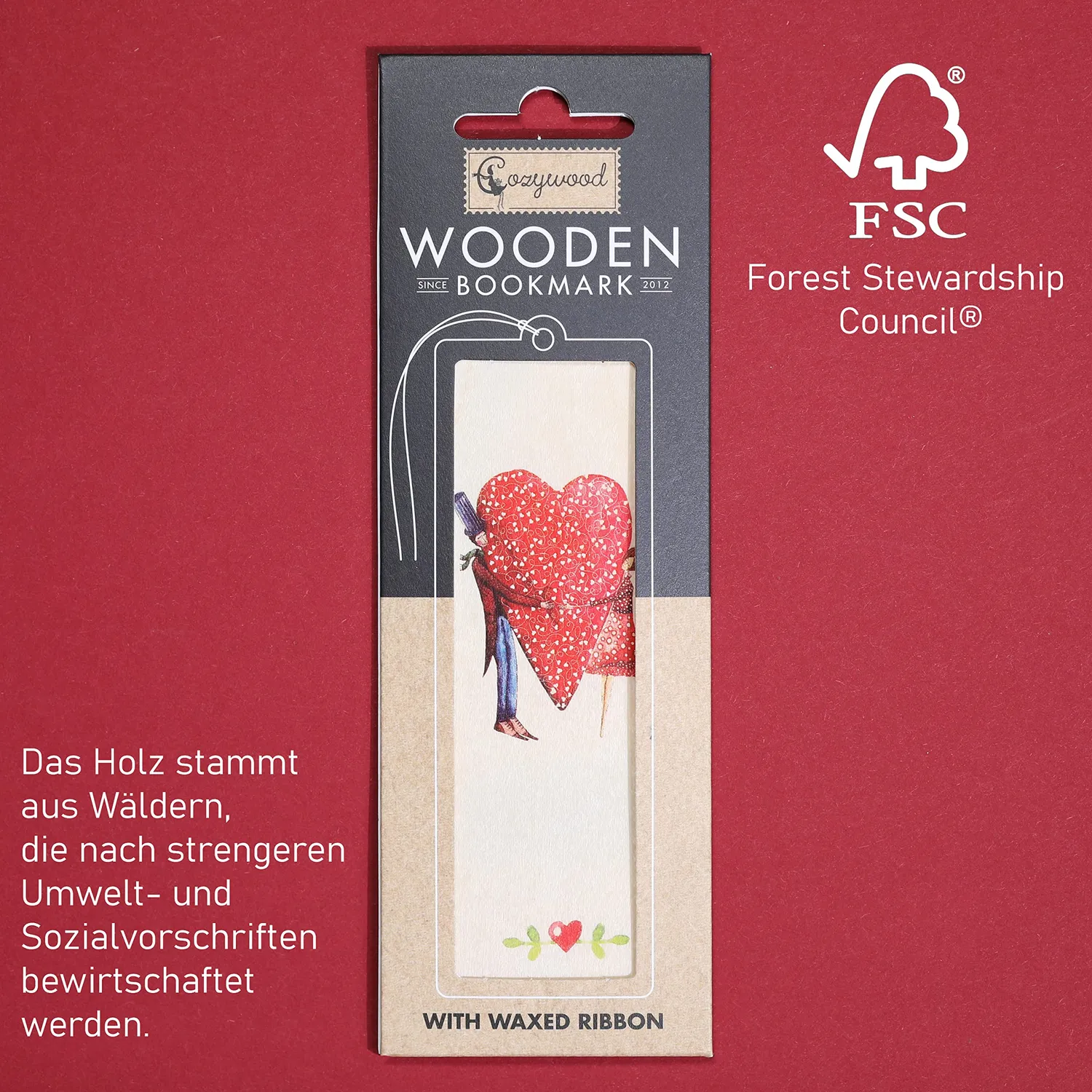 Cozywood marque-page en bois avec ruban