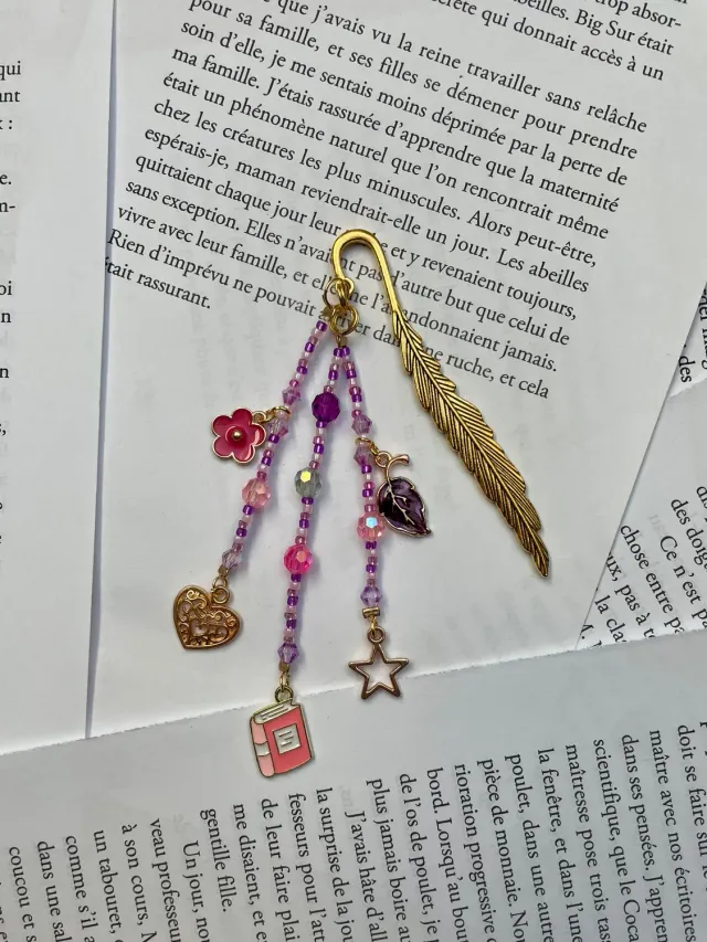 Pages en perles marque-page perles cœur livre étoile fait main
