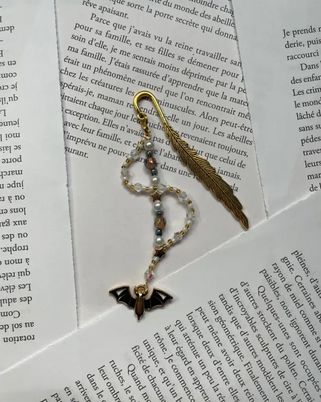 Pages en perles marque-page perles chauve-souris orange