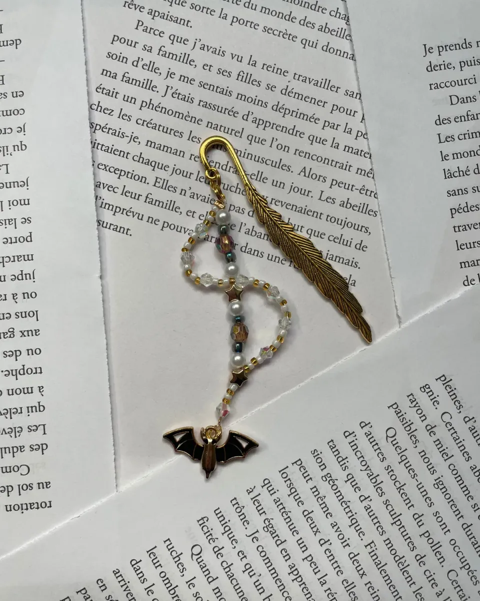 Pages en perles marque-page perles chauve-souris orange