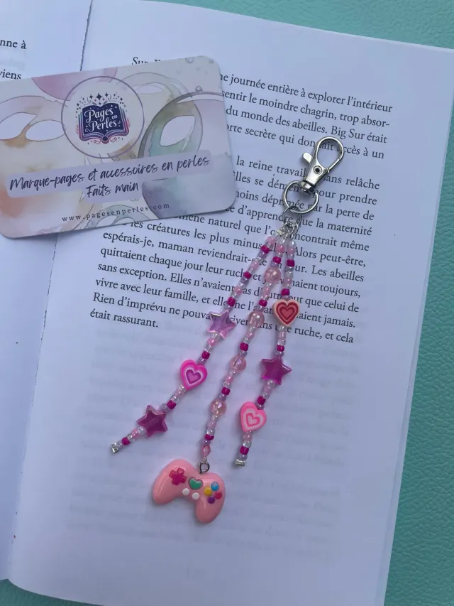 Pages en perles Player 2 porte-clés perles rose
