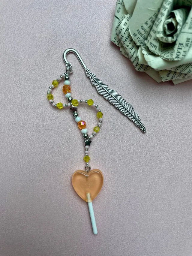Pages en perles marque-page en perles orange fait main