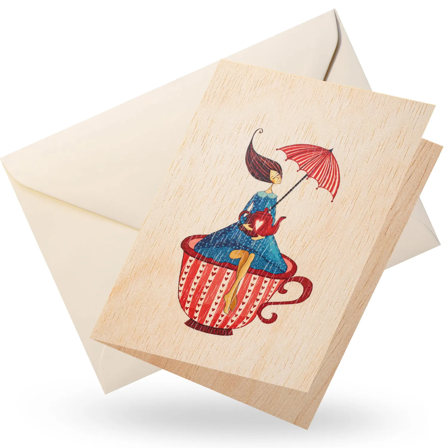 Cozywood carte en bois avec enveloppe