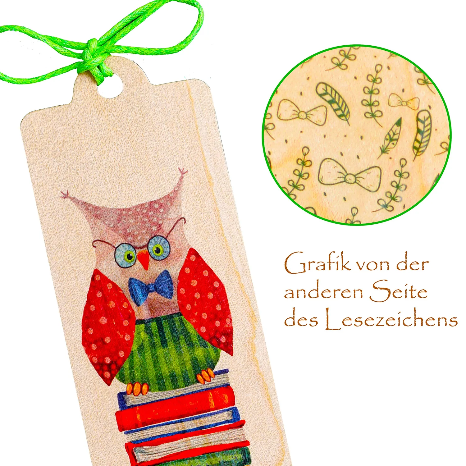Cozywood Hibou marque-page en bois avec ruban