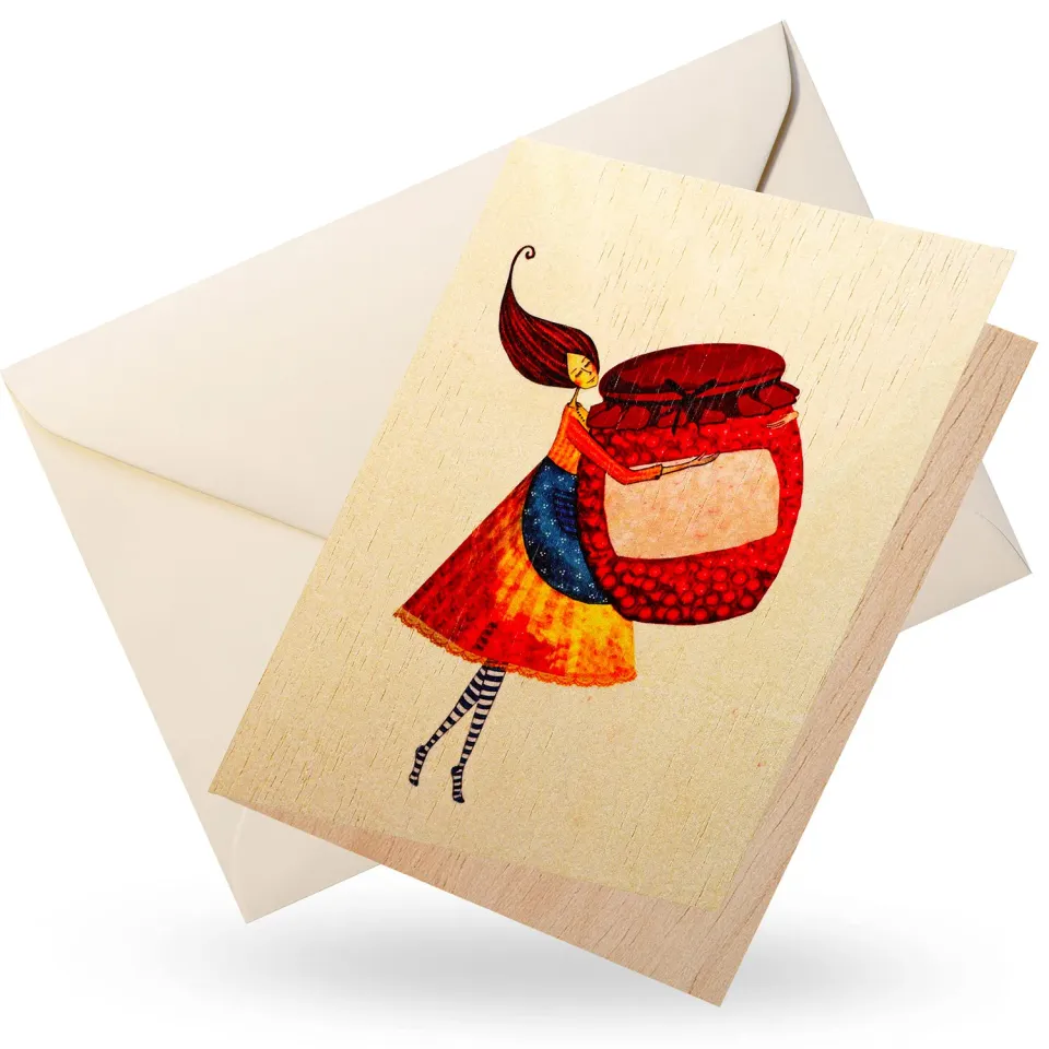 Cozywood carte en bois avec enveloppe